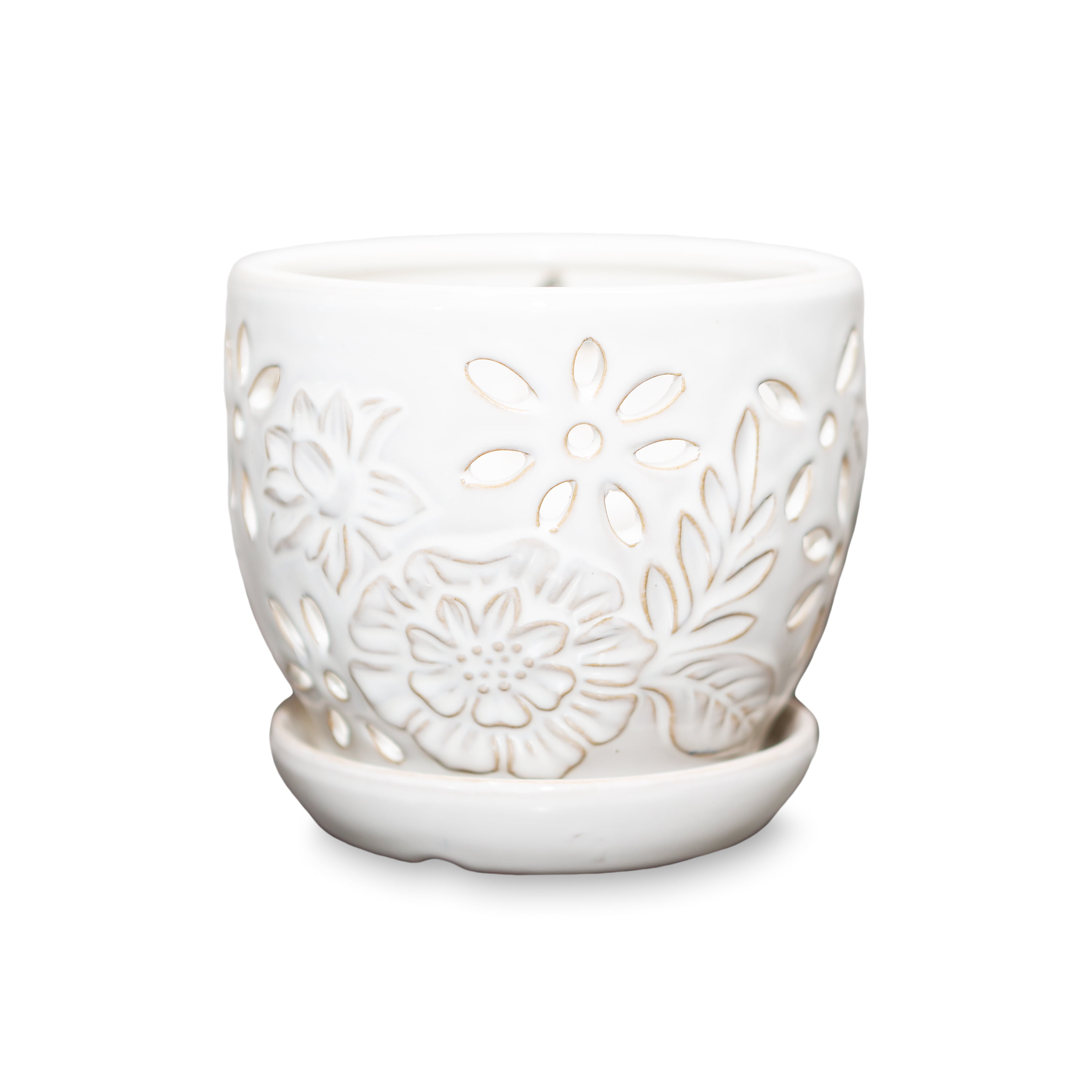 Handwork Ceramic pot for orchids Graceful slot The original form Orchid pot White glazed!