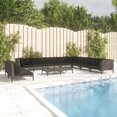 thumbnail image 1 of vidaXL 11 Piece Garden Lounge Set with Cushions Poly Rattan Dark Grey, 1 of 5