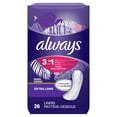 Always Xtra Protection 3in1 Daily Liners Extra Long, Unscented, 26 Ct