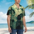 thumbnail image 3 of Susaid Eyes Watching In The Dark Print Short Sleeve Shirts Button Down Casual Shirts Summer Beach Aloha Button Down Short Sleeve for Men ,XX-Large, 3 of 7