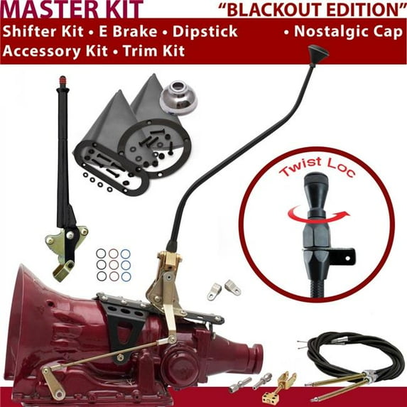 American Shifter 4L80E Shifter Kit Black 23 in. Swan E Brake Cable Clevis Trim Kit Dipstick for DE816