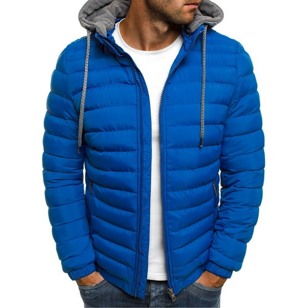 Glookwis Men Hooded Neck Puffer Jacket Warm Down Coats Thermal Casual ...