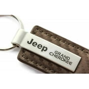 AutoGold Jeep Grand Cherokee Brown CF Carbon Fiber Leather Logo Key Chain Ring Tag Fob KC1551.GRA