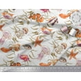 thumbnail image 3 of Soimoi Cotton Jersey Fabric Leaves,Starfish & Jellyfish Ocean Print Fabric by The Yard 58 Inch Wide, 3 of 3