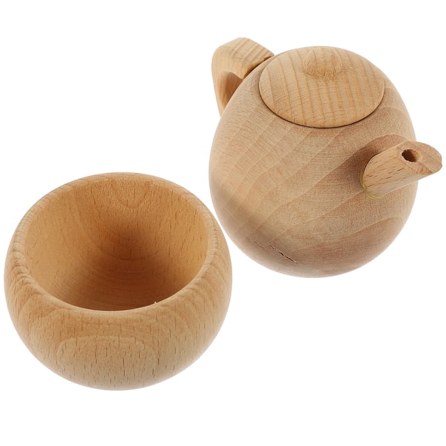 WASHWEPE 1 Ensemble Mini Thé en Bois Kaki Jouet pour Enfants de 1 à 6 Ans Jeu Réaliste et Réaliste
