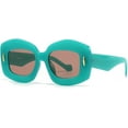 thumbnail image 2 of Retro Classic Square Sunglasses Women Men Black Grey Rivets Gradient Sun Glasses Shades UV400, 2 of 5