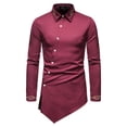 thumbnail image 2 of PBNBP Mens Dress Shirts Asymmetrical Hem Long Sleeve Button Down Shirts Luxury Stretchy Wrinkle Free Shirts Wedding Shirts, 2 of 4
