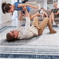 thumbnail image 3 of JERFIT Blue and Ivory Bordered Doormat, 2x3 Indoor Outdoor Entryway Rug, Non-Shedding Stain Resistant Easy Clean Low Pile Polyester Mat for Front Door, Kitchen, Patio, 3 of 7