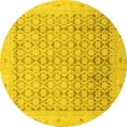 thumbnail image 1 of Ahgly Company Indoor Round Oriental Yellow Traditional Area Rugs, 5' Round, 1 of 4
