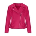 thumbnail image 4 of Women's Suede Jackets Short Zip up Slim Fitting Lapel Biker Motorcycle Jacket with Zipper Pockets Ladies Jackets Winter XL, 4 of 8
