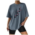 thumbnail image 1 of EQWLJWE Hauts d'Été pour Femmes Hauts pour Femmes Liquidation Mode Femme T-Shirt à Manches Courtes Col Rond Imprimé Blouse Ample, 1 of 5