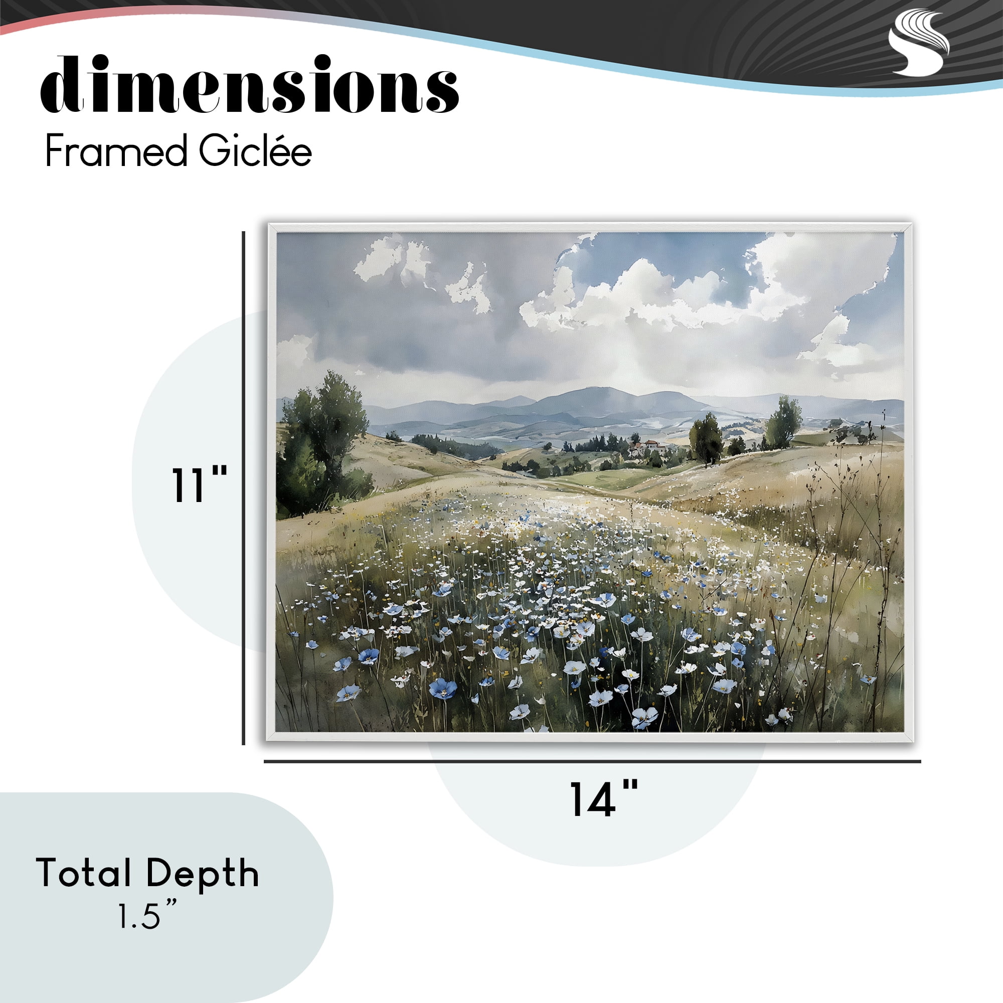 Stupell Industries Poppy Blues Across Meadow White Framed Giclee Art, design by Franklyn Gregory