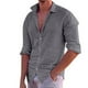 thumbnail image 1 of Camisas Y Playeras Camisa casual con botones para hombre Camisa de cambray de lino de manga larga (Grey, S), 1 of 4