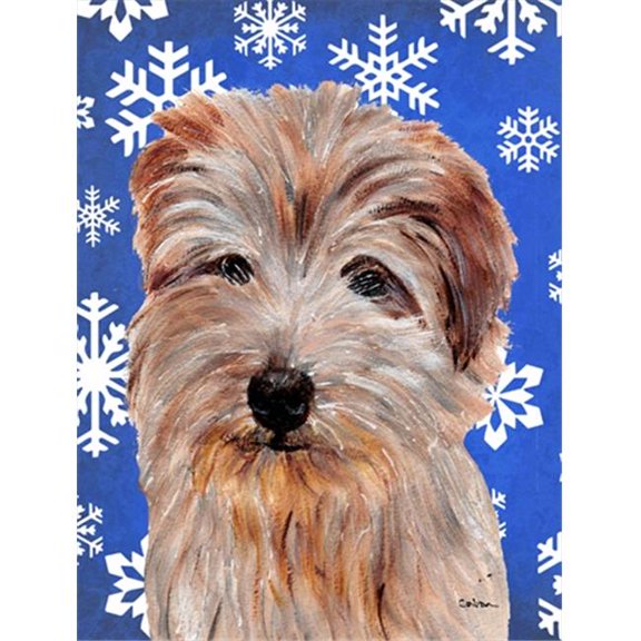 Norfolk Terrier Winter Snowflakes Flag Garden Size