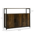 thumbnail image 3 of HOMCOM Industrial Kitchen Sideboard, Buffet Cabinet with Storage Open Compartment and Adjustable Shelves, Rustic Brown, 3 of 10
