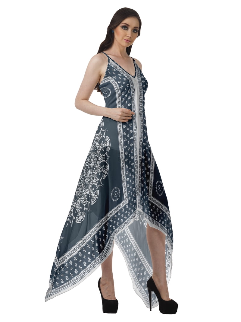 Moomaya Printed V Neck Dress Womens Handkerchief Dresses Boho Evening Dress - Walmart.com Moomaya Printed V Neck Dress Womens Handkerchief Dresses Boho Evening Dress - Walmart.com