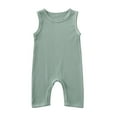 thumbnail image 1 of Infant Solid Color Romper, Sleeveless Round Collar Ribbed Cloth One-piece, 1 of 8