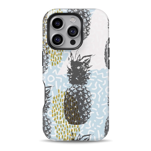 DesignSkinz Scratch-Resistant Hard Slim Case Compatible with iPhone 16 (Compatible with MagSafe) - Retro Summer Pineapple v5
