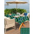 thumbnail image 5 of Outdoor Tablecloth with Umbrella Hole for Patio/Picnic/Party/Camping, Vintage Green Waterproof Table Cloth Rectangle Table Cover Washable, Geometric Tartan Plaid Ethnic Farmhouse (52"x 70"), 5 of 8