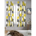thumbnail image 5 of Grey Yellow, Curtains 72 Inch Length, Sheer Curtains for Bedroom Living Room Window Middle Century Abstract Geomrtry Rod Pocket Voile Drapes Kitchen Curtains Small Half Window 52"x72" 2 Panels, 5 of 7