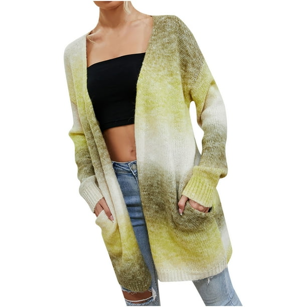 Moda mujer manga larga Casual largo cárdigan abrigo suéter prendas de vestir exteriores Fridja BV0+1758