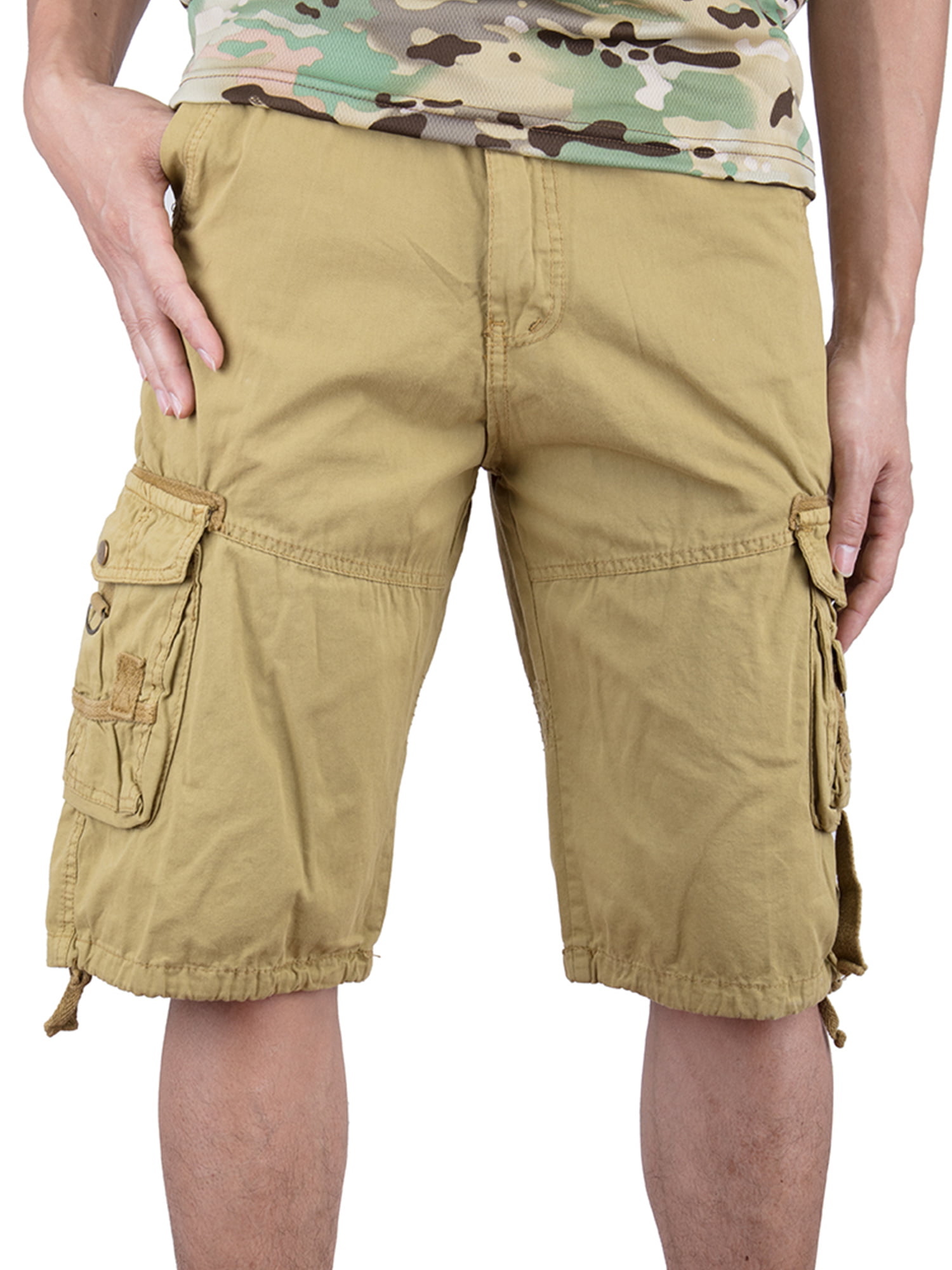 Mens Cargo Shorts Pants Fit Multi-Pocket Outdoor Cargo Shorts Loose Versatile Twill Cargo Shorts