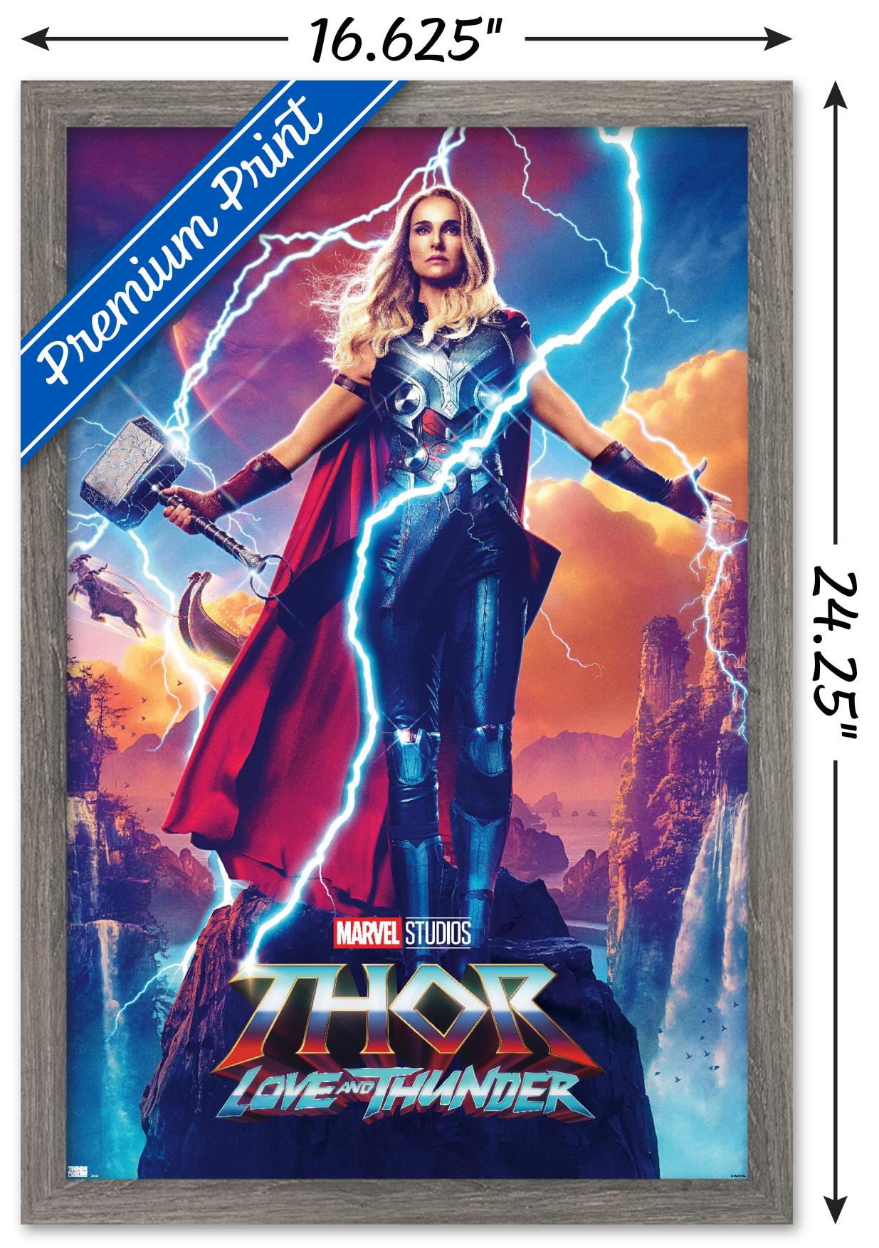 Marvel Thor: Love and Thunder - Jane Foster One Sheet Wall Poster, 14.725" x 22.375" Framed