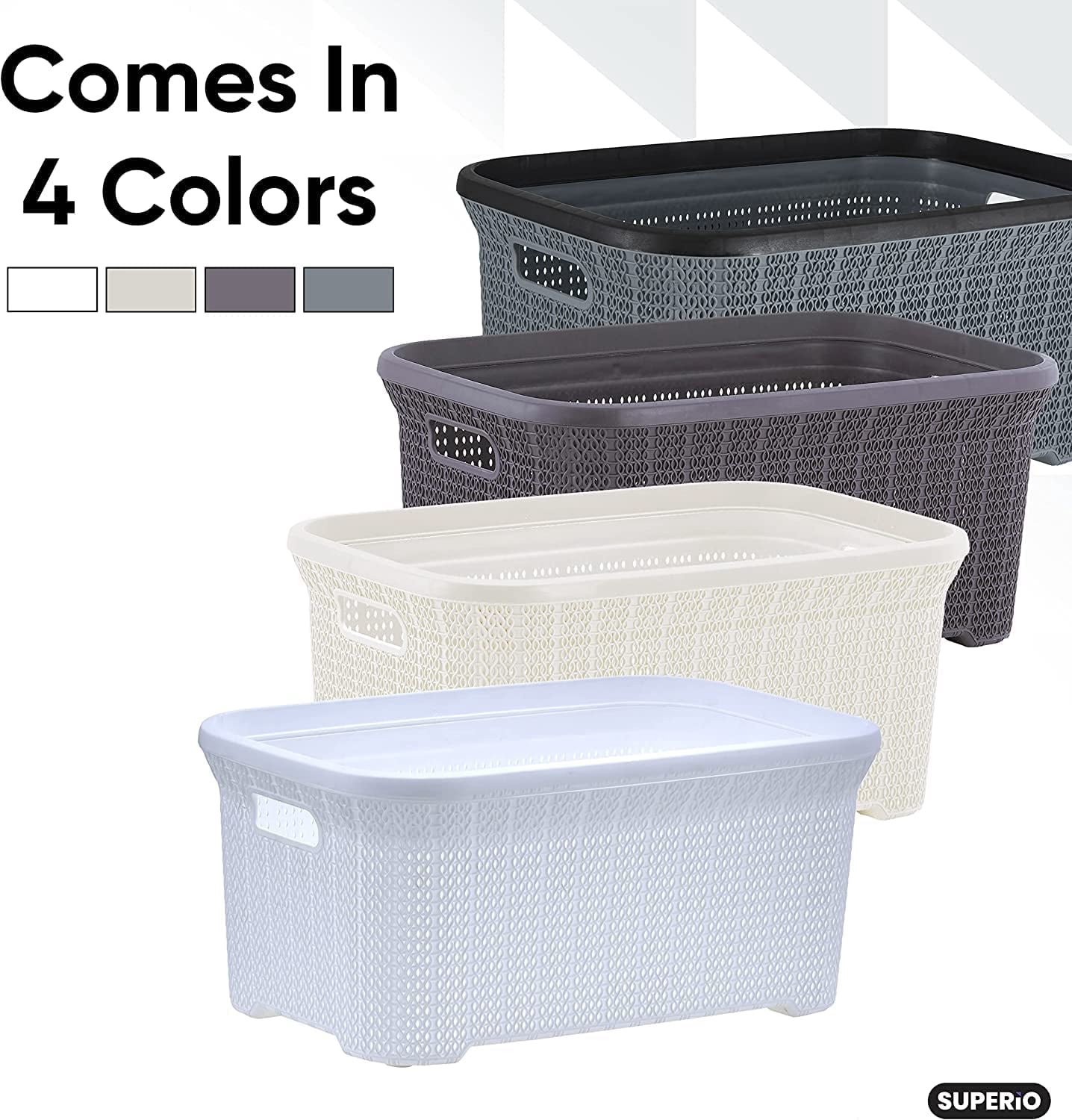 Superio 50L Knit Laundry Basket with Cut-Out Handles - Plum (2 Pack)