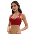 thumbnail image 5 of Unique Bargains Women's Push Up Adjustable Wide Straps Bras D 38 Wine Red, 5 of 6