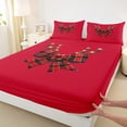 thumbnail image 3 of Homewish Red Buffalo Bowknot Twin Sheet Sets for Girl, Glitter Christmas Star Print Twin Fitted Sheet, Princess Style Flat Sheet, Microfiber Bedroom Decor, 3-Piece, 3 of 7