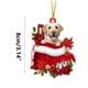thumbnail image 2 of pstuiky Preciosa etiqueta navideña con flores y perro, adornos navideños, colgante para árbol de Navidad, decoración de árbol de Navidad estilo cabaña, árbol de Navidad verde, 2 of 4