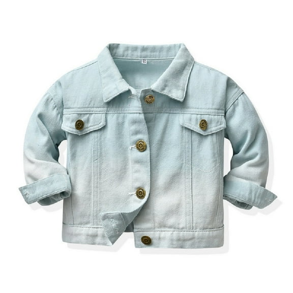 XBASW 3M-10Y Girls Boys Denim Jacket for Kids Baby Spring Fall Jean Coat Toddler Button Gradient Jacket