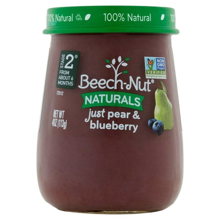 Beech-Nut Stage 2 Baby Food, Just Pear/Blueberry, 4.0 Ounce (Pack of