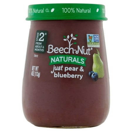 Beech-Nut Stage 2 Baby Food, Just Pear/Blueberry, 4.0 Ounce (Pack of 10)