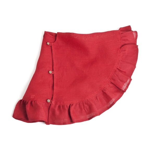 Saro Lifestyle Ruffled Jute Christmas Tree Skirt Red 53"
