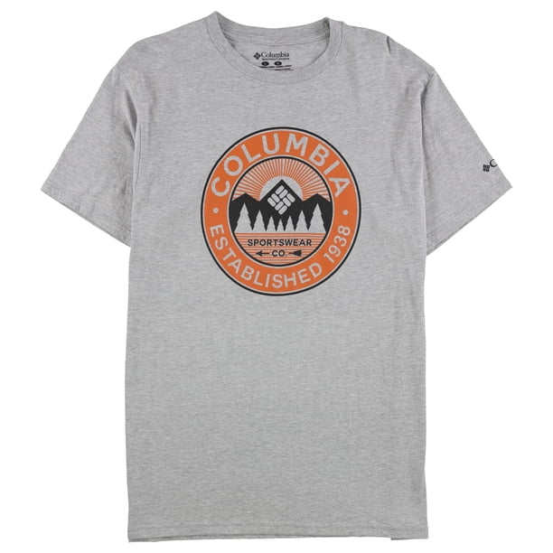 Camiseta gráfica con logotipo de Columbia para hombre, gris, mediana Columbia Camiseta gráfica
