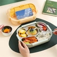 thumbnail image 3 of Stainless Steel Lunch Box, Leakproof Divided Bento Box, 10.4"×8" Aesthetic Metal Food Storage Container, Cute Food Storage Containers, Portable Snack Container for Outdoor Work Lunch, 3 of 6