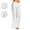 White, variant on Ladies Cotton Linen Casual Pants, Washed Crinkled Solid Color Comfortable Long Pants with Back Pockets, Elastic Waist Pull On Pants for Daily Wear, Vacation and Beach Black L