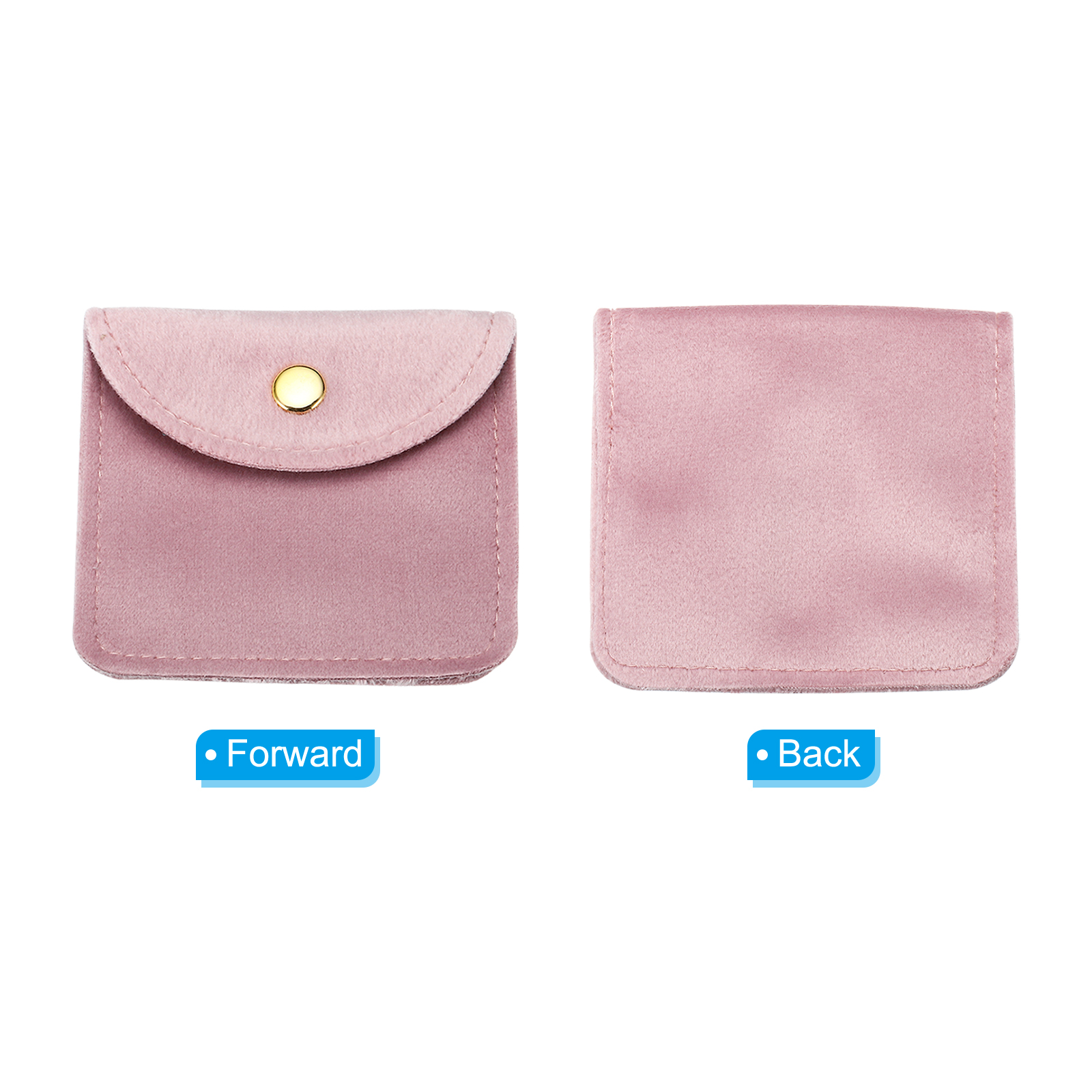 Unique Bargains 8pcs Velvet Jewelry Pouches with Snap Button Pink