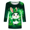 thumbnail image 4 of Womens St Patricks Day Shirt Cute Green Graphic Tee Crew Neck 3/4 Sleeve Cotton T Shirts Rabbit Print Top Irish Festival Outfit, 4 of 5