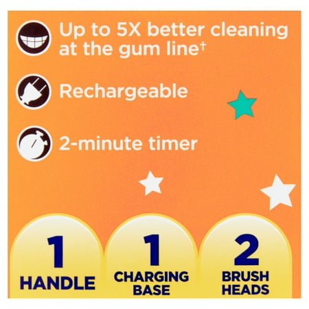 Equate Kids Infinity Rechargeable Electric Toothbrush, Includes 2 Replacement Brush Heads