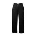 thumbnail image 6 of Dndkilg Women Sweat Pants Straight Leg Fleece Lined with Pockets High Waisted Joggers Pants Baggy Casual Drawstring Petite Big Comfy Sweatpants Black S, 6 of 7