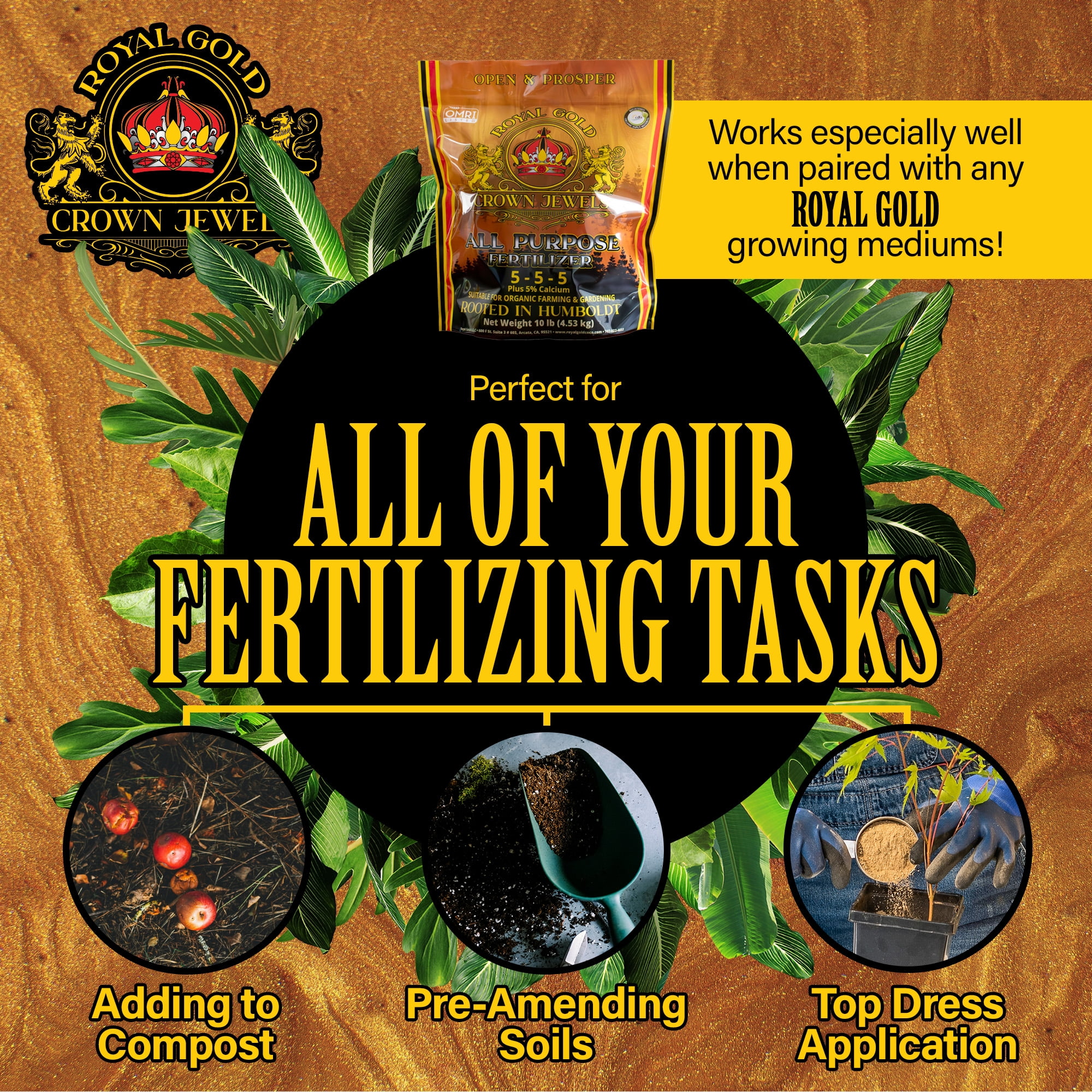 Royal Gold Crown Jewels Organic All Purpose 5-5-5 Dry Soluble Fertilizer, 5 lbs