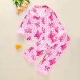 thumbnail image 2 of WUANDIXFA Kid Christmas PajamasGirls Satin Button Down Long Sleeve Pajama Set 2 Piece,Hot Pink,4-5 Years, 2 of 9