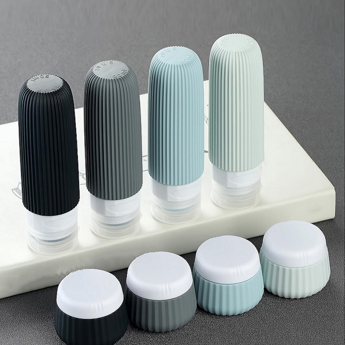 8 travel bottles for toiletries, 3 ounces (about 85 grams) of travel toiletries approved by TSA, travel containers for toiletries, with transparent bags, leak proof silicone can squeeze travel essent