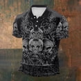 thumbnail image 2 of Bibifish Mens Polo Shirts Short Sleeve Skull Graphic Print Casual Shirts Street Style Daily Wear Tops, 2 of 3