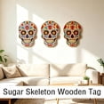thumbnail image 5 of Sugar Skull Decor Wooden Wall Art 8 Inch Hanging Wall Decor Halloween Wall Decor Day of The Dead Decor Indoor Outdoor Fall Decoration White Floral Wall Art, 1 Pack, 5 of 6