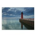 thumbnail image 1 of Wisconsin Cutting Board, Image of Milwaukee Lighthouse with Dramatic Cloudy Sky and Tranquil Pure Water, Decorative Tempered Glass Cutting and Serving Board, in 3 Sizes, by Ambesonne, 1 of 2