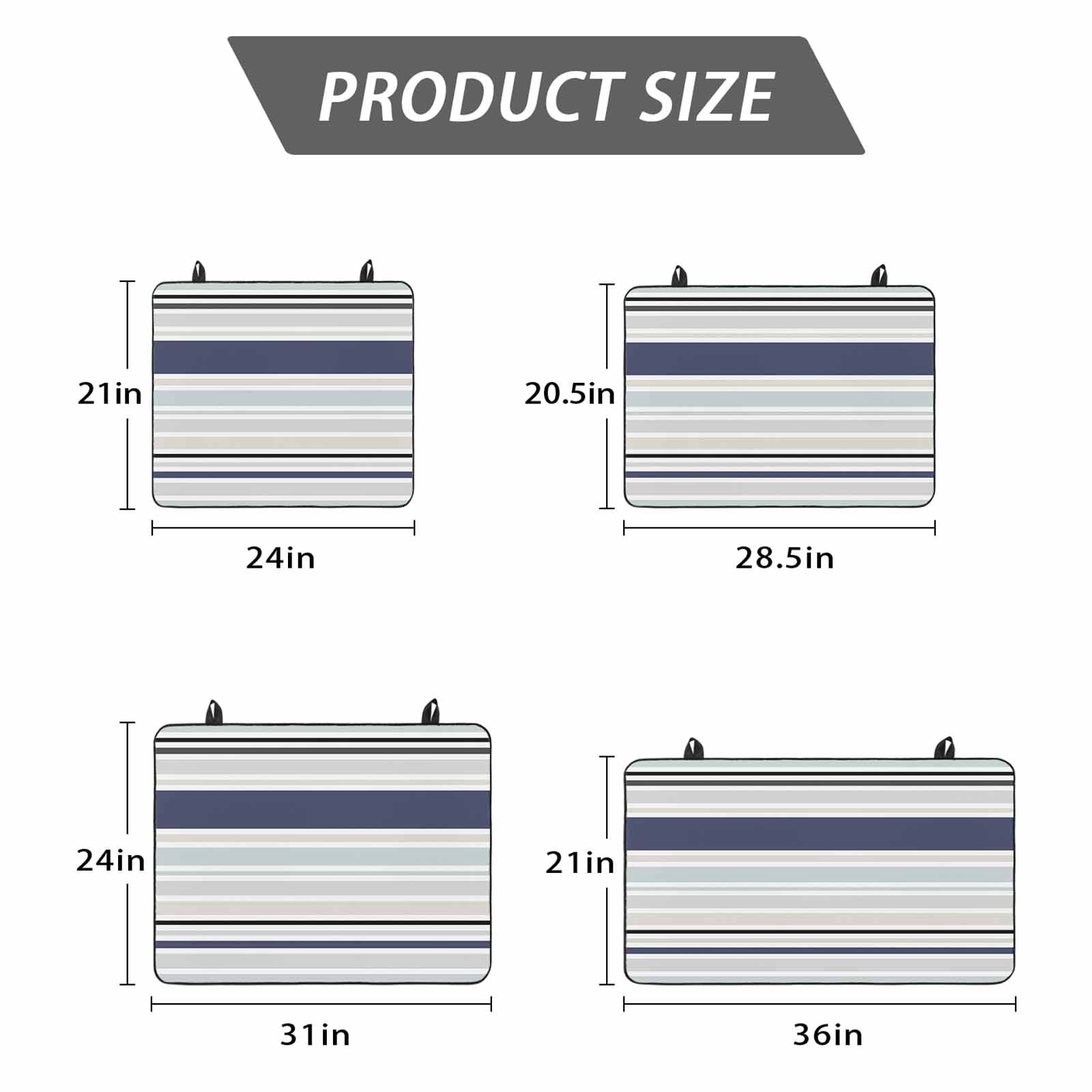 Blue Black Grey Striped Stove Top Cover for Electric Stove, Heat-proof & Non Slip Glass Top Stove Cover Protector, Farmhouse Stripes Kitchen Flat Cooktop Rubber Mat 24x21 Inches