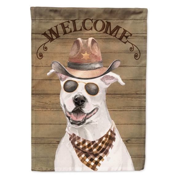 Carolines Treasures CK6277CHF White Staffordshire Bull Terrier Country Dog Flag Canvas House Size  Large multicolor